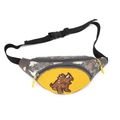 Marsupio mimetico grigio a dinosauro per bambini con cerniere gialle e tracolla regolabile - Giallo