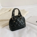 Mini sac coquille noir matelassé pour enfants avec fermeture éclair dorée - Noir