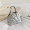 Mini sac à main coquillage en cuir PU matelassé argenté avec double poignées - Argenté