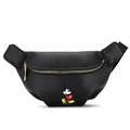 Kids black leather fanny pack with Mickey Mouse print and adjustable strap - Black