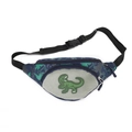 Zaino monospalla blu scuro con dinosauro per bambini e tracolla regolabile - Verde