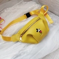 Kids bright yellow Mickey Mouse cartoon waist bag with adjustable strap and gold zipper - Yellow
