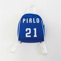 Mini-Rucksack aus dunkelblauem Segeltuch mit weißem Pirlo 21-Aufdruck und Kontrastgurten - Blau