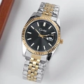 Luxury men's two-tone silver and gold steel watch with black dial and date window - Two-tone Black Dial