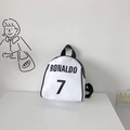 Mini witte kinderrugzak met zwarte Ronaldo 7 print en stevige canvas schouderbanden - Wit