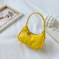 Yellow mini faux leather hobo bag for children with heart pendant and zipper - Yellow