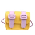 Mini yellow and purple color-block Cambridge satchel bag for kids with leather texture - Yellow
