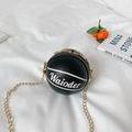 Mini sac à bandoulière basket noir pour enfants avec chaîne dorée et texture cuir - Noir