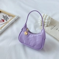 Mini sac à main violet pour enfants en cuir avec pendentif cœur et zip doré - Violet