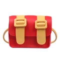 Kids mini crossbody bag in vibrant red and yellow colorblock faux leather style - Red