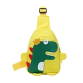 Vibrant yellow dinosaur chest bag for kids with green dragon patch and adjustable strap - Yellow