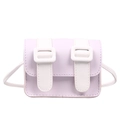 Mini lavender crossbody Cambridge bag with contrast white straps and lychee leather texture - Purple