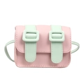 Pink and light green contrast color mini Cambridge crossbody bag for little girls - Pink
