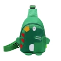 Vibrant green kids dinosaur crossbody bag made of waterproof nylon with crown detail - Green
