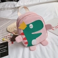 Mochila rosa infantil con dinosaurio verde en tela Oxford para niños de primaria - Backpack / Rosa
