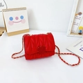 Red quilted mini heart crossbody bag for girls with gold chain strap in PU leather - Red