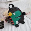 Sac à dos dinosaure pour enfants en noir avec design vert et couronne jaune - Sac à dos / Noir