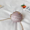 Chic mauve basketball-shaped mini crossbody bag with gold chain strap for kids - Purple