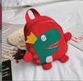 Petit sac à dos rouge pour enfant avec dinosaure vert à couronne et bras en 3D - Sac à dos / Rouge