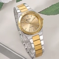 Montre élégante bicolore en acier inoxydable avec cadran brossé doré et étanche - Cadran Or Bicolore