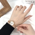 Elegant rose gold chain watch for women with minimalist round dial and metal link strap - Rose Gold White Face