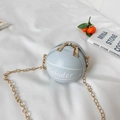 Mini light blue basketball cross-body bag for kids with gold chain and litchi texture - Light Blue