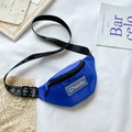 Sac banane en toile bleue pour enfants avec sangle lettrée ajustable et logo - Bleu