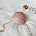 Pink basketball shaped mini crossbody bag for kids with gold chain and grainy texture - Pink