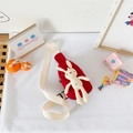 Marsupio bimbo rosso in tela con coniglietto di peluche color crema e tracolla regolabile - Coniglio Rosso