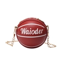 Mini sac bandoulière basket rouge pour filles avec chaîne dorée et texture cuir - Rouge