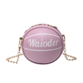 Rosa Basketball Mini Umhängetasche für Mädchen mit goldener Kette und Waioder-Aufdruck - Lila