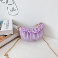 Chic light purple pleated cloud bag for girls with gold chain and heart charm - Purple