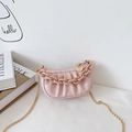 Sac bandoulière rose plissé pour fille avec chaîne résine et pendentif cœur doré - Rose