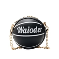 Sac bandoulière enfant en forme de basket noir avec texte Waioder blanc et chaîne dorée - Noir