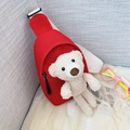 Cute red children's crossbody bag with plush white bear and adjustable strap - Bear Red