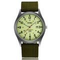 SOKI men military watch with green nylon strap, large khaki dial and date display - Fluorescent Green