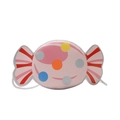 Pink candy-shaped kids crossbody bag with colorful polka dots and white rope strap - Pink