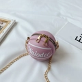 Pink basketball shaped crossbody bag for girls with gold chain and lychee pattern - Purple