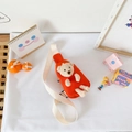 Orange canvas kids chest bag featuring a 3D plush teddy bear and adjustable strap - Bear Orange