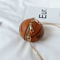 Classic orange basketball shaped crossbody bag with gold chain strap for girls - Brown