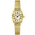 Orologio GEDI vintage da donna dorato con cassa tonneau e cinturino elastico in metallo - Quadrante Oro Oro
