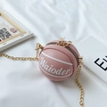 Pink basketball shaped creative chain bag for girls made of textured PU leather - Pink