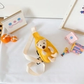 Yellow canvas kids chest bag with cute 3D teddy bear doll and adjustable strap - Little Bear Yellow