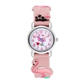 Orologio rosa con fenicottero per bambini e cinturino in silicone 3D con arcobaleno - Rosa