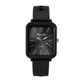 Dettaglio del quadrante nero rettangolare dell'orologio al quarzo con indici minimalisti - Nero