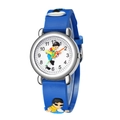 Kinder Sport Quarzuhre mit blauem Silikonarmband und Fußball Cartoon Motiven - Blau