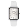 Orologio al quarzo quadrato in silicone bianco con quadrante spazzolato argento - Bianco