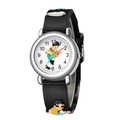 Kinder-Quarzuhr mit 3D-Fußballer-Motiven auf schwarzem Silikonarmband für Jungen - Schwarz