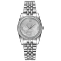 Classic silver MODAIYA quartz watch with Roman numerals and stainless steel link band - Color 1