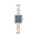 Elegante orologio vintage in oro rosa con quadrante blu e cinturino in cristallo iridato - Blu